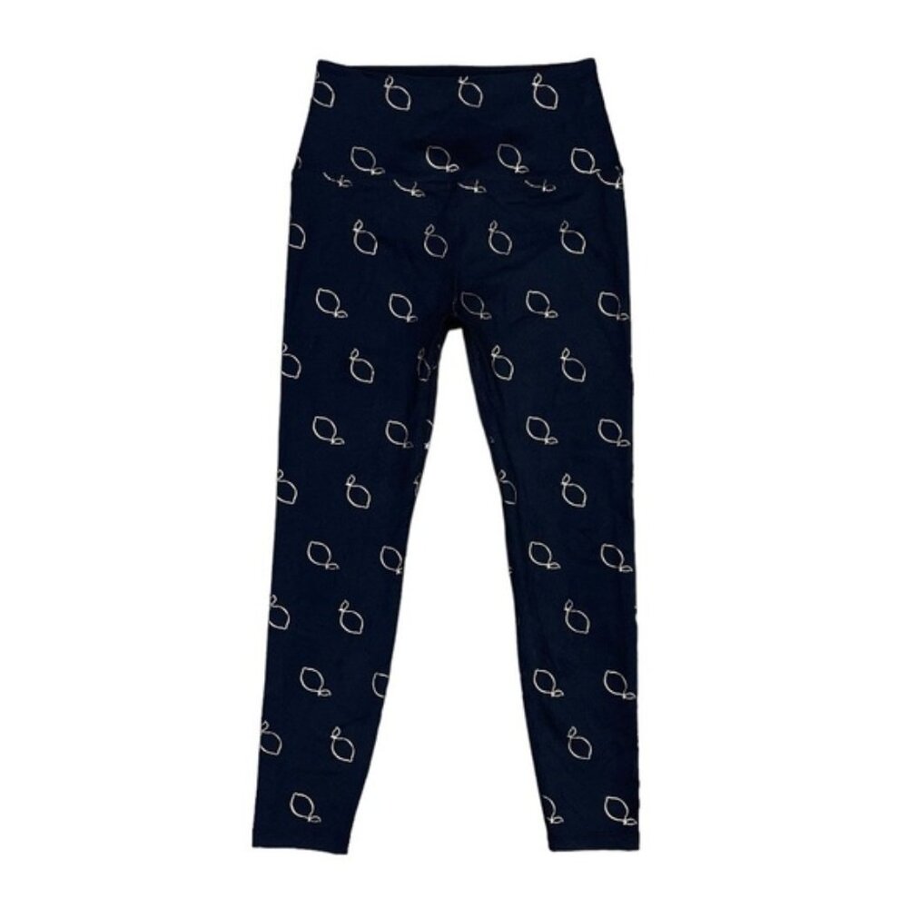 Beyond Yoga Crop Leggings Women's Size Small Black Rose Gold‎ Lemon Print Capri